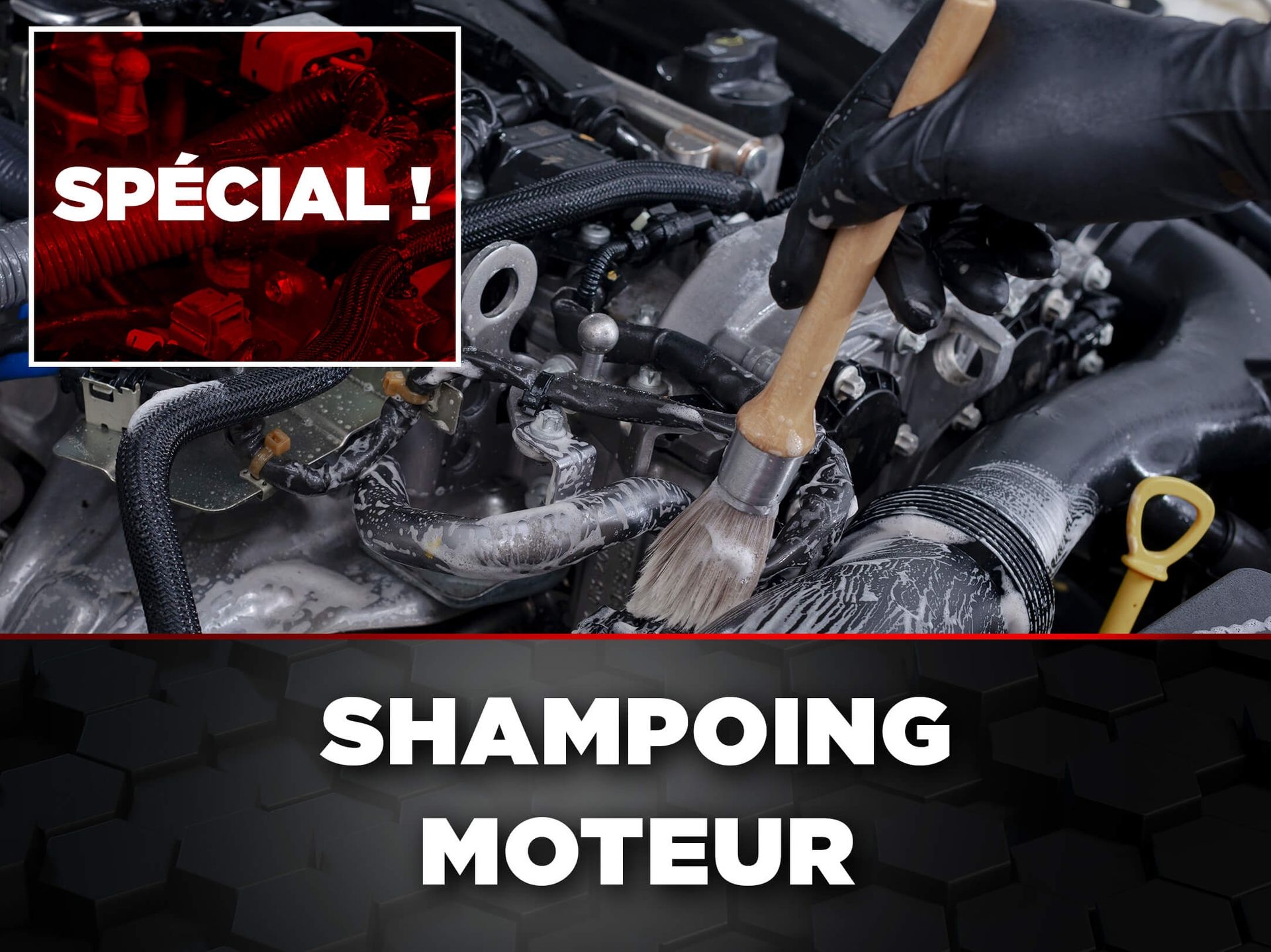 Shampoing moteur pour la voiture