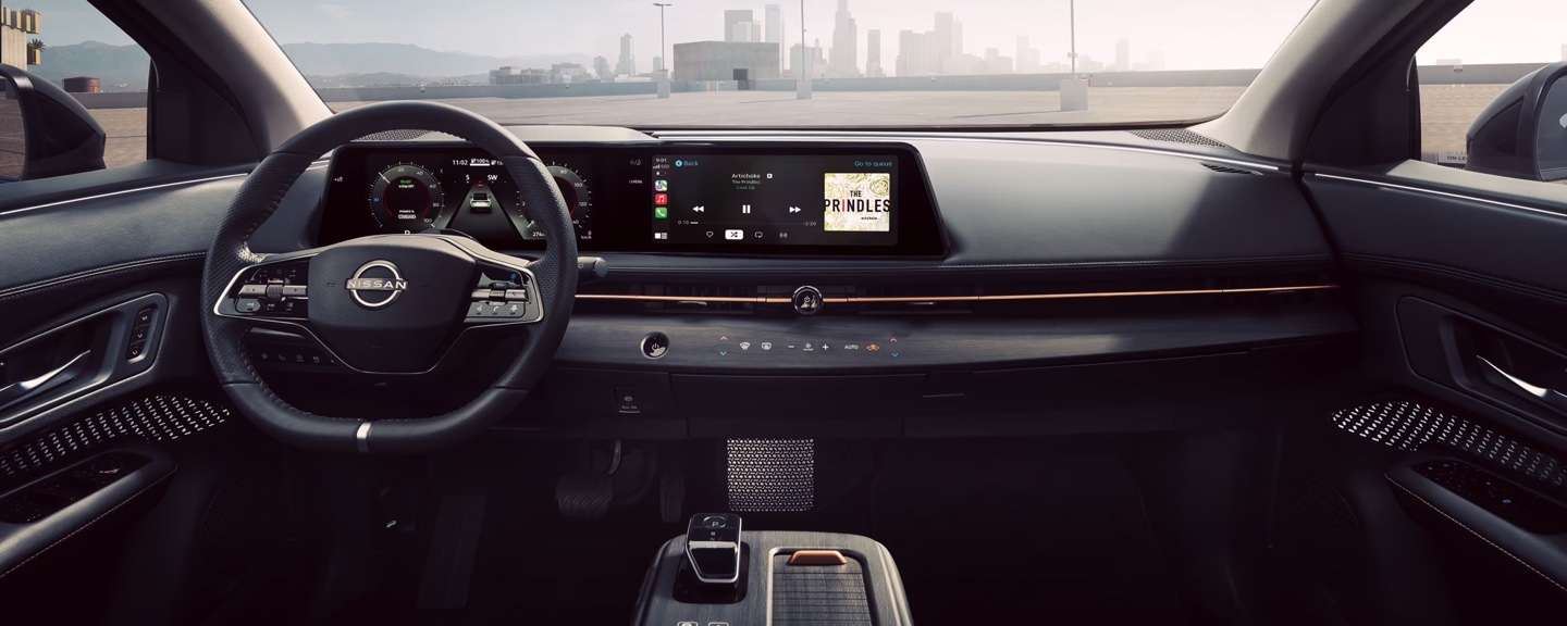 Intérieur et sécurité du Nissan Ariya 2025.